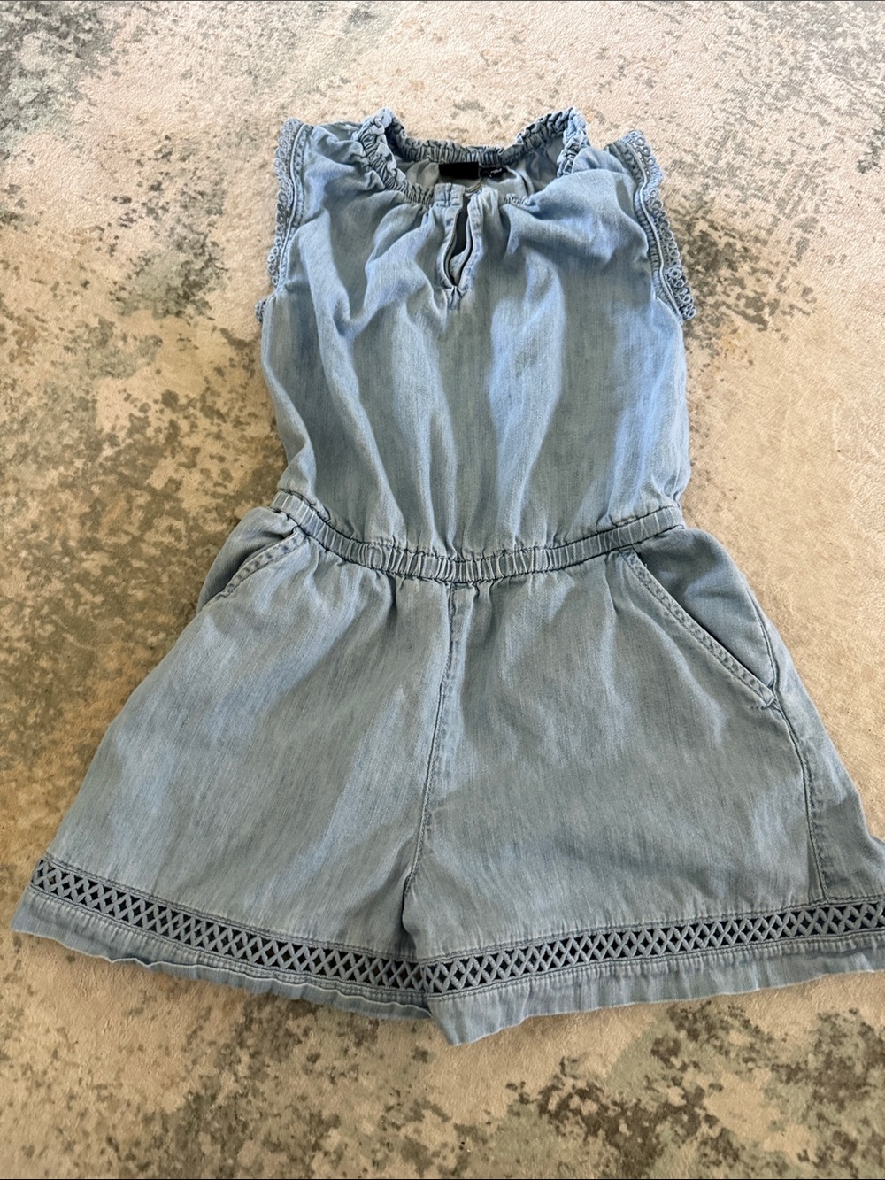 GAP Light Blue Denim Girl's Sleeveless Romper, Size 6-7
